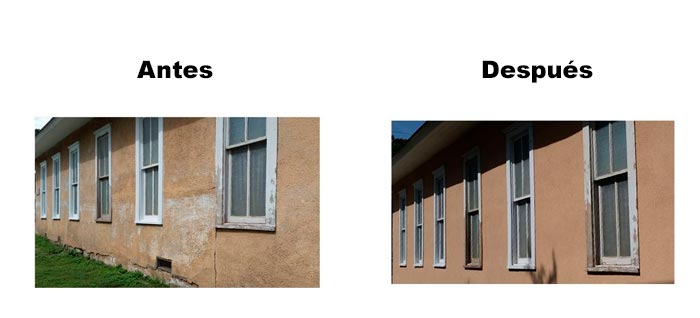 Trabajo de rehabilitación y restauración de fachadas